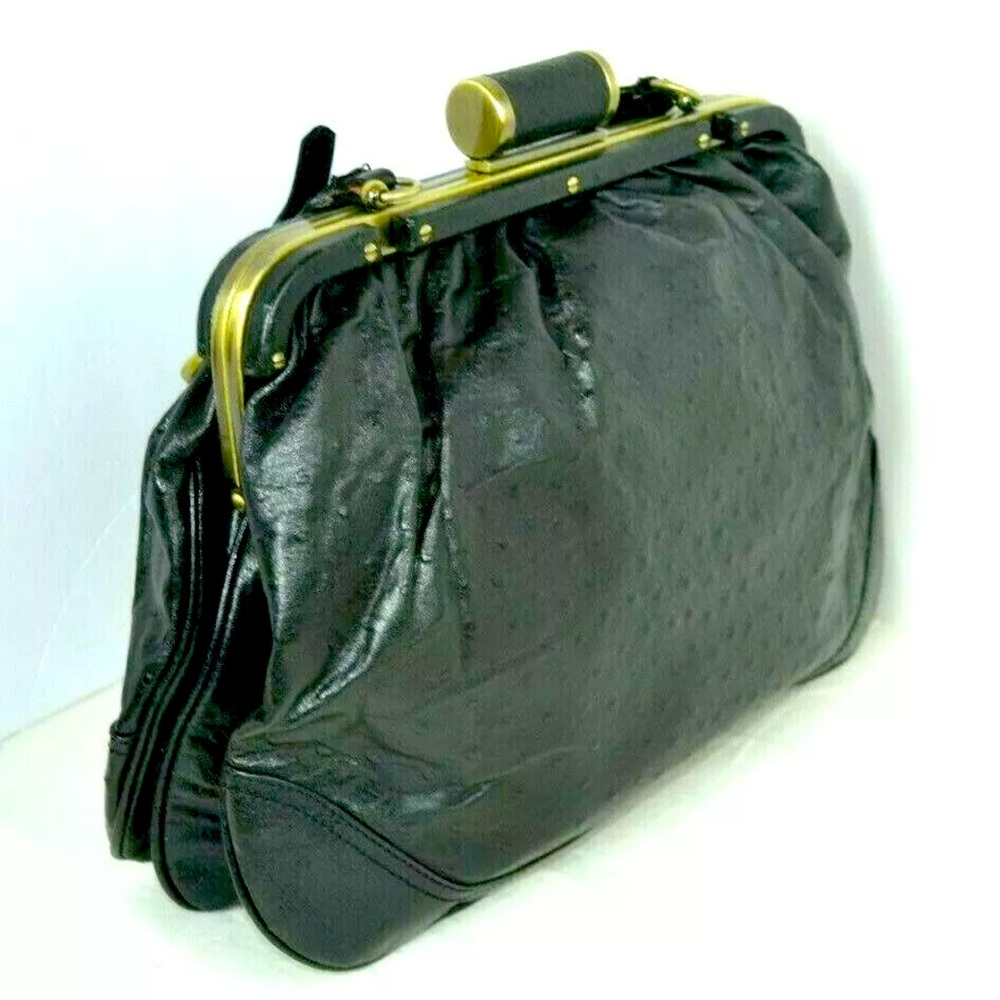 TRACY REESE DEEP GREEN OSTRICH LEATHER TOTE BAGUETTE LARGE HANDBAG